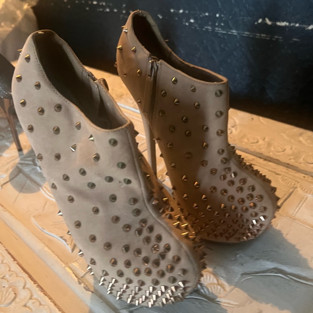 Studded Tan Ankle Boots